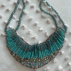 Beaded blue statement necklace